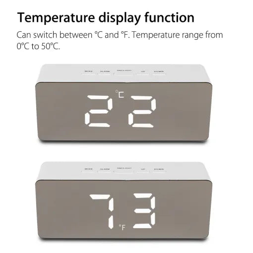Cyfrowy Budzik Smart Mirror Zegar na Biurko Nocna Lampka