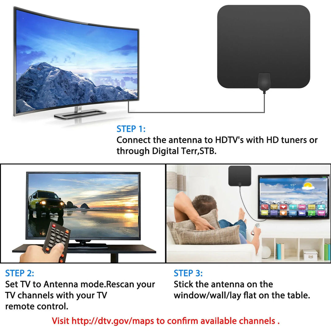 300 Milowa Wewnętrzna Cyfrowa Wzmacniana Antena HDTV z Wzmacniaczem Sygnalu