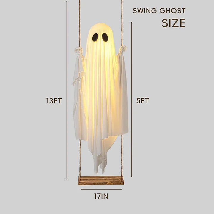 Zewnętrzna Oświetlona Dekoracja Halloween w Kształcie Duchów z Huśtawką i Światłami LED