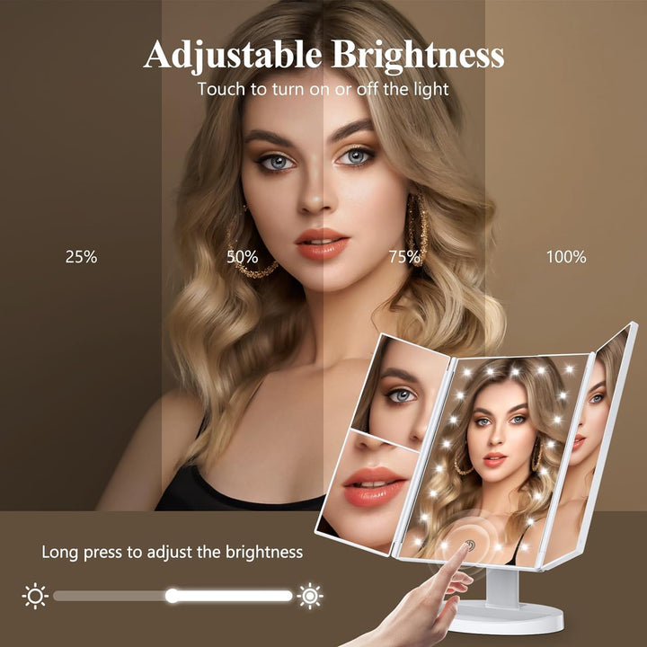 Lustro do makijażu Tri-Fold LED z oświetleniem