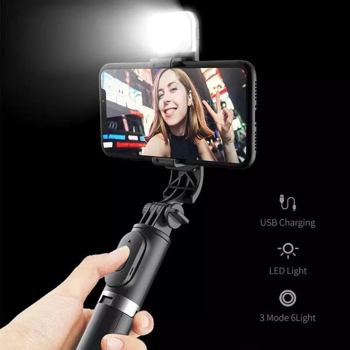 6 W 1 Bezprzewodowy Bluetooth Selfie Stick z Lampą Uzupełniającą