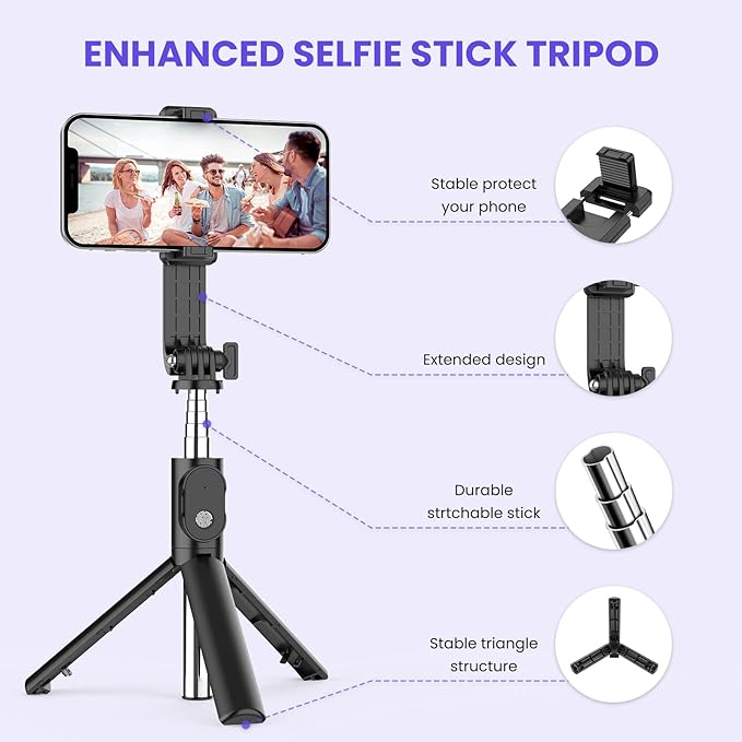 6 W 1 Bezprzewodowy Bluetooth Selfie Stick z Lampą Uzupełniającą