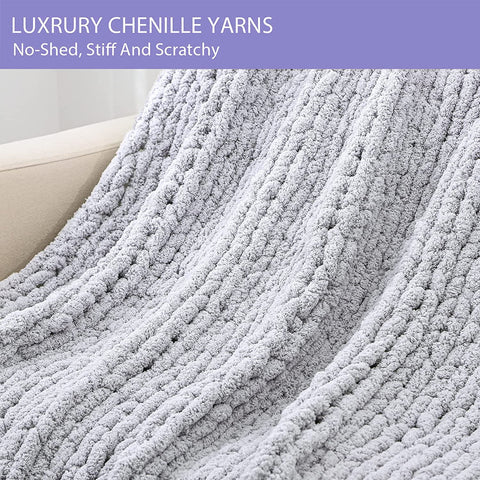 Koc Chunky z Chenille, Gruby Koc Szydełkowy na Kanapę, Łóżko, Sofę