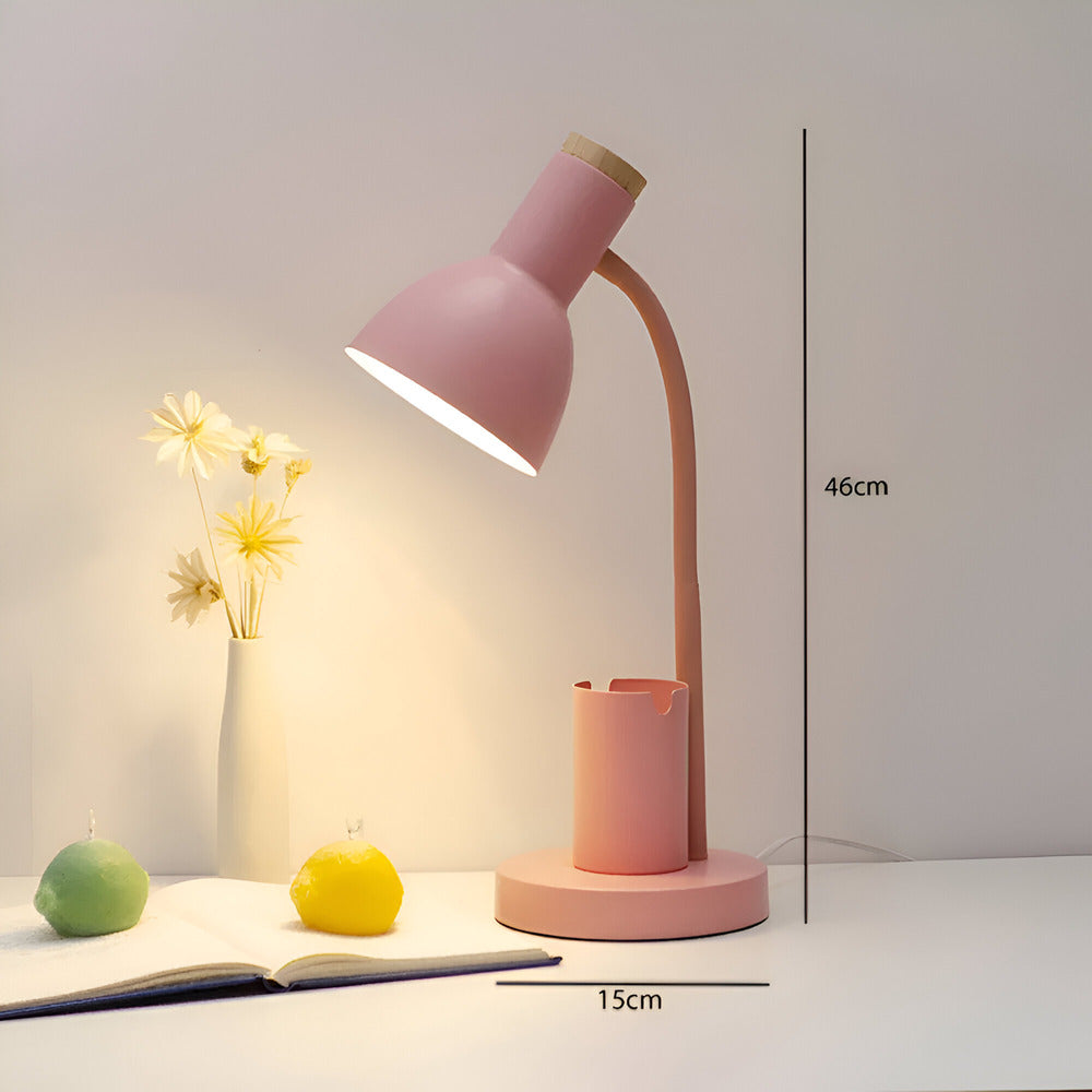 Nowoczesna nordycka lampa stołowa LED z eleganckim uchwytem na długopisy