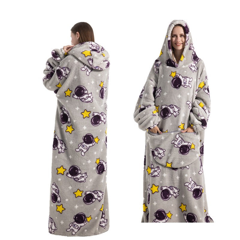 Długi Noszony Kocowy Hoodie