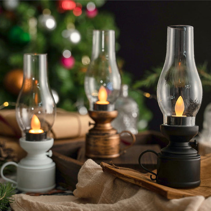 Lampka naftowa LED w stylu vintage, elektroniczna świeca kołysząca