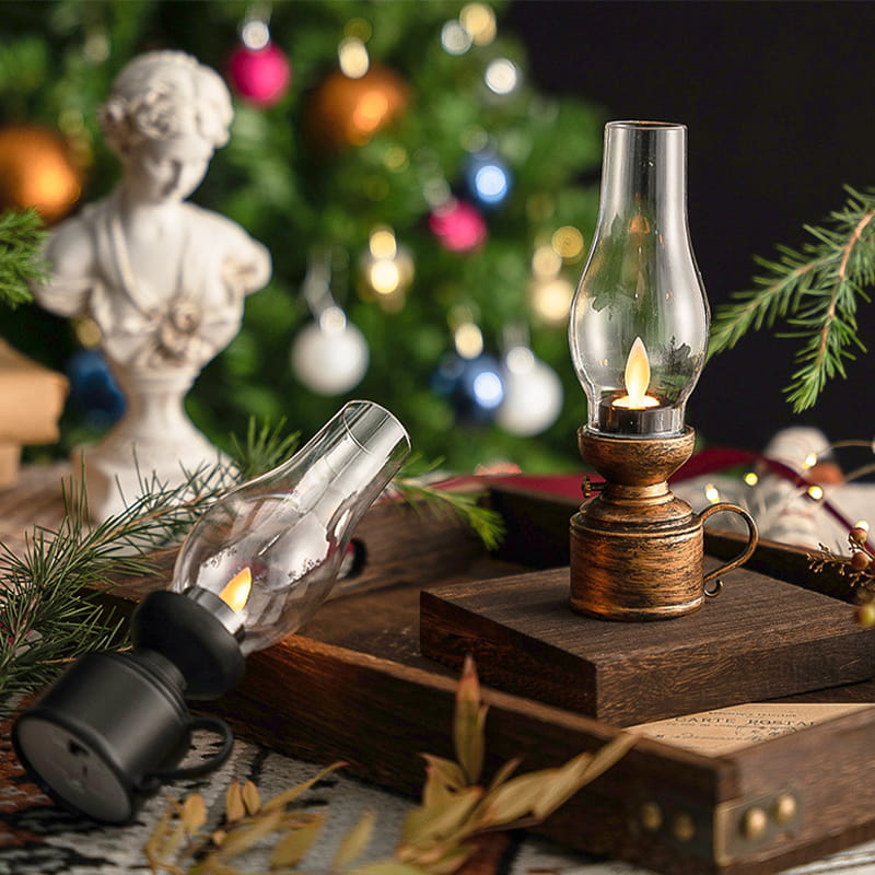 Lampka naftowa LED w stylu vintage, elektroniczna świeca kołysząca