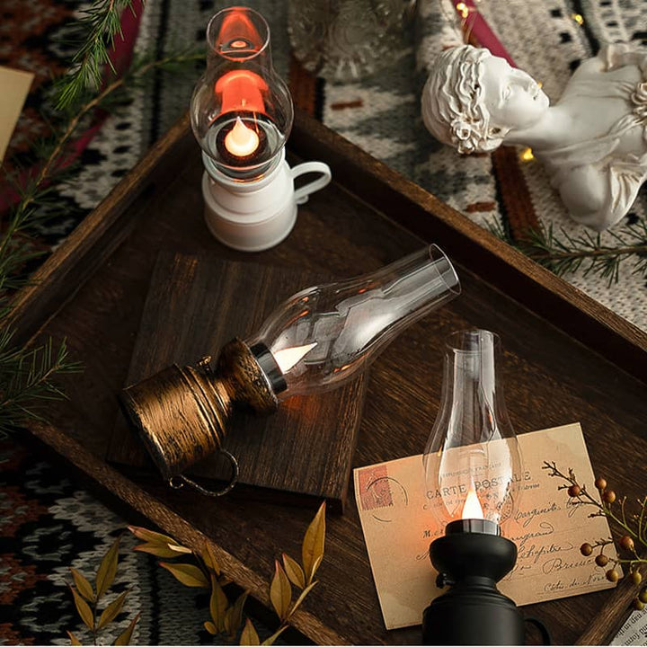 Lampka naftowa LED w stylu vintage, elektroniczna świeca kołysząca