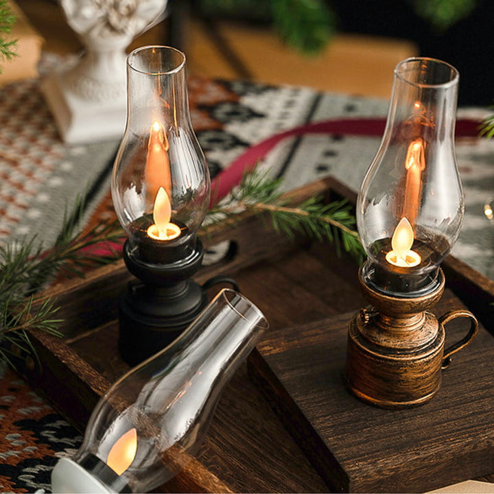 Lampka naftowa LED w stylu vintage, elektroniczna świeca kołysząca