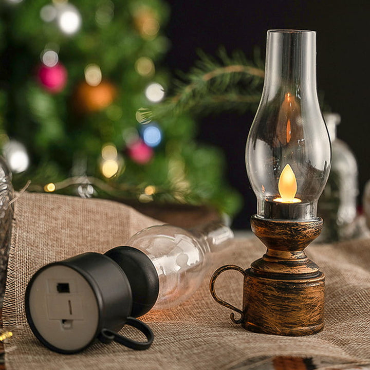 Lampka naftowa LED w stylu vintage, elektroniczna świeca kołysząca