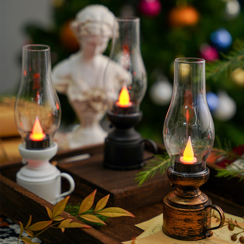 Lampka naftowa LED w stylu vintage, elektroniczna świeca kołysząca