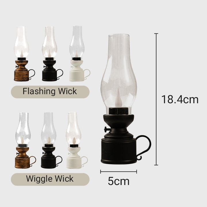 Lampka naftowa LED w stylu vintage, elektroniczna świeca kołysząca
