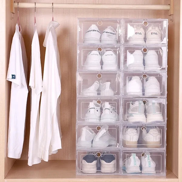 6-częściowy przezroczysty pojemnik na buty, plastikowy organizer