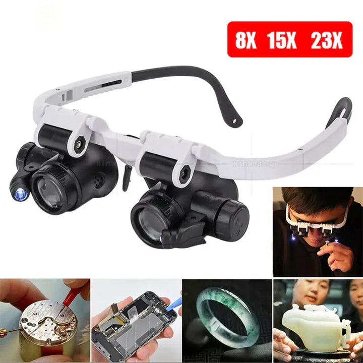 Lupa Okulary LED 8x 15x 23x