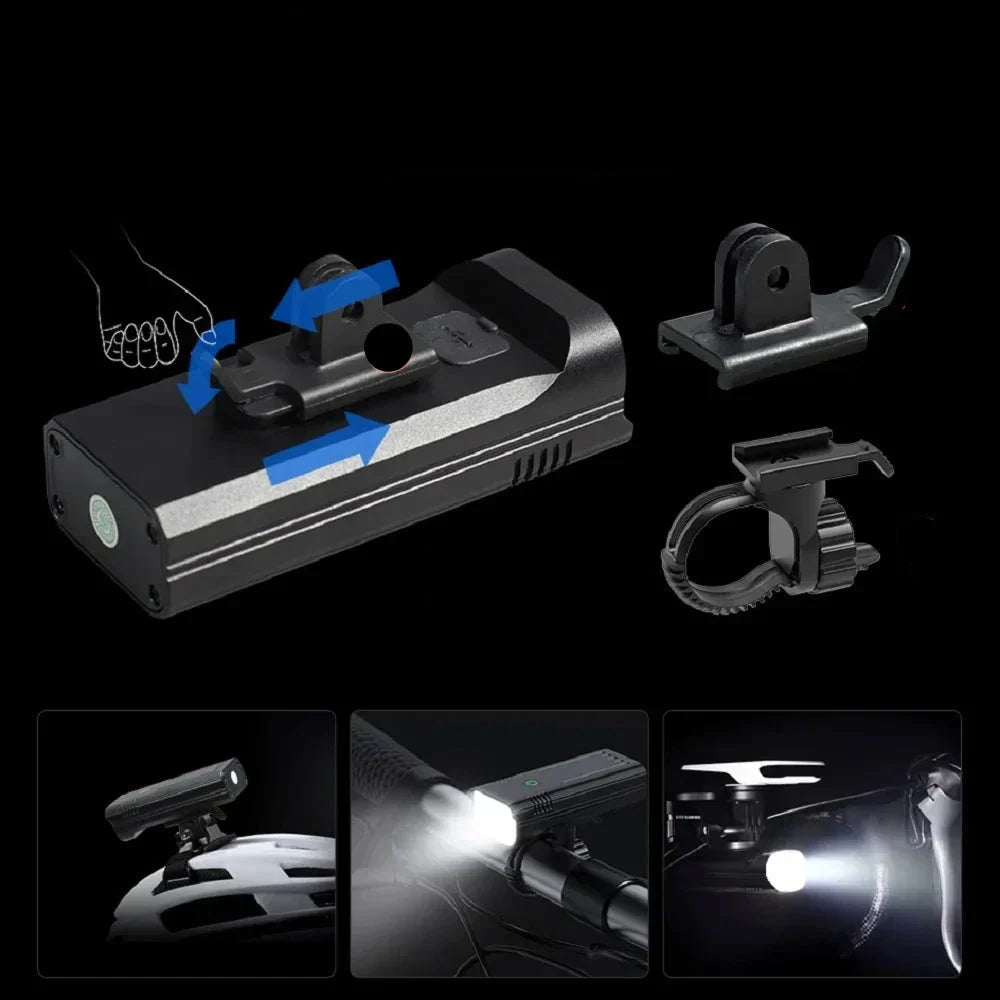 Lampa rowerowa 5000 lumenów z 12 diodami LED i akumulatorem ładowanym przez USB-C