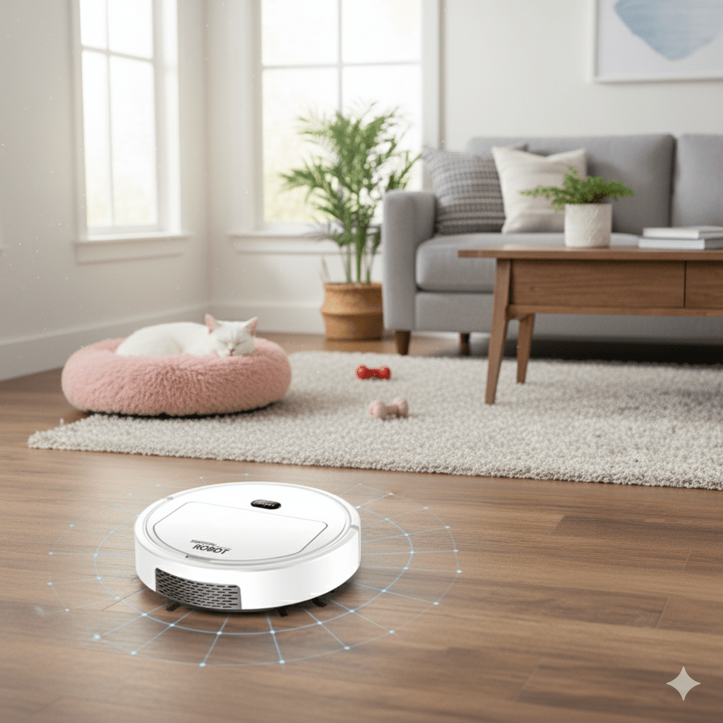 Inteligentny odkurzacz robotyczny z ultra-cichą pracą i filtrowaniem HEPA