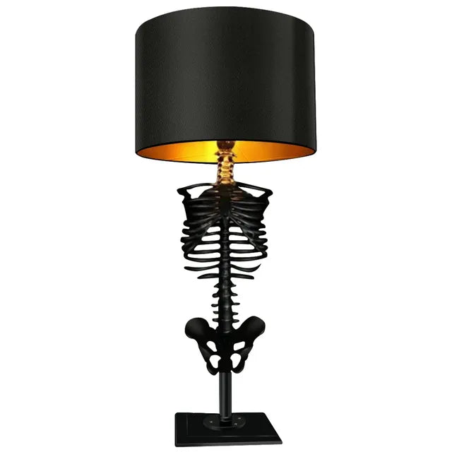 Ręcznie Wykonana Gotycka Lampa Stołowa w Kształcie Szkieletu