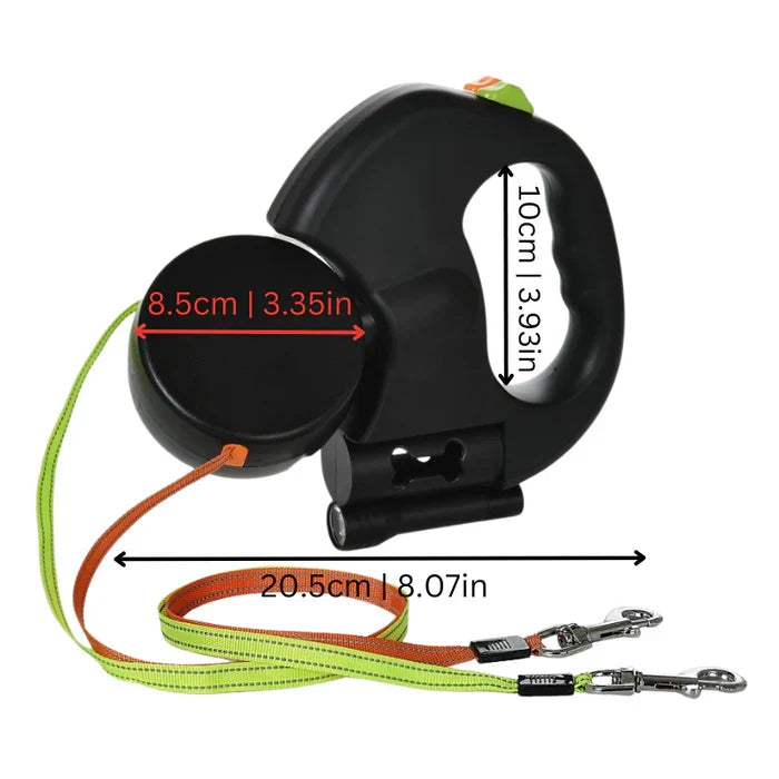 Podwójna smycz dla psów - TangleFree - Światło LED i obrót 360°