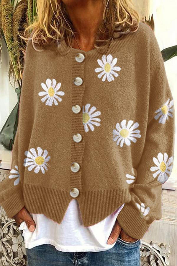 Sweter z haftem kwiatowym