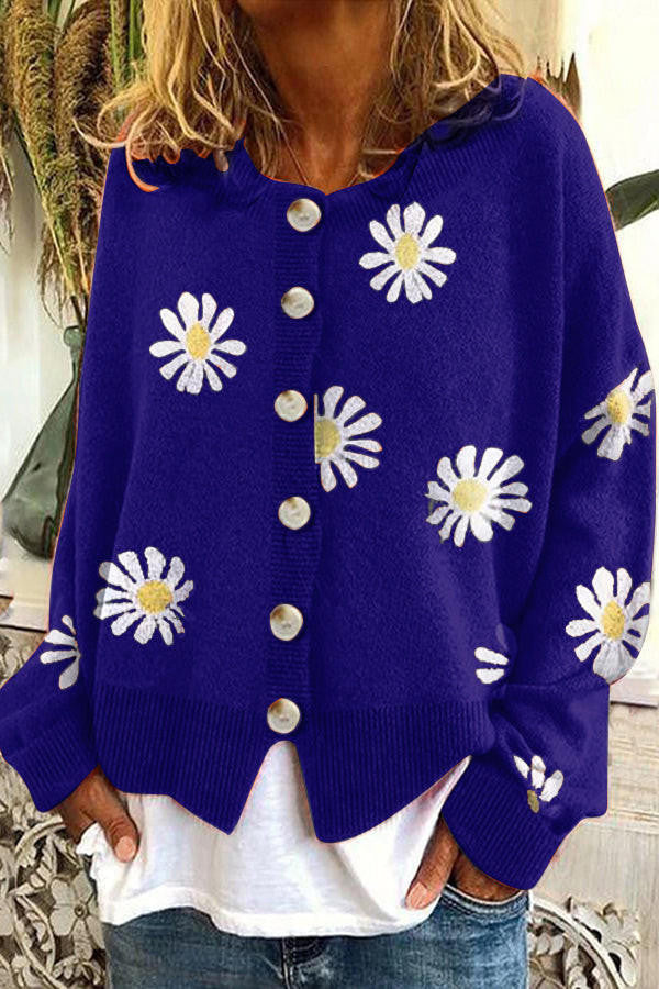 Sweter z haftem kwiatowym