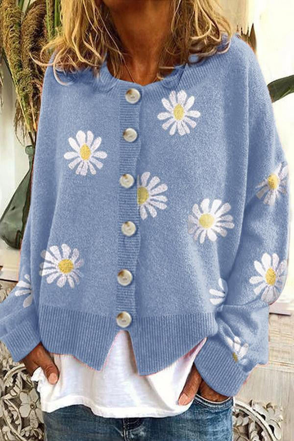 Sweter z haftem kwiatowym