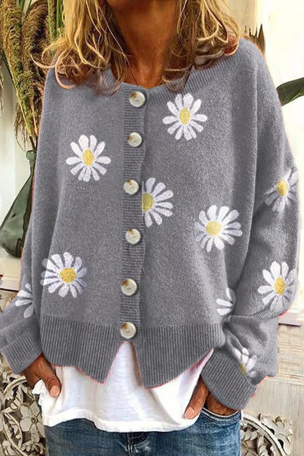 Sweter z haftem kwiatowym