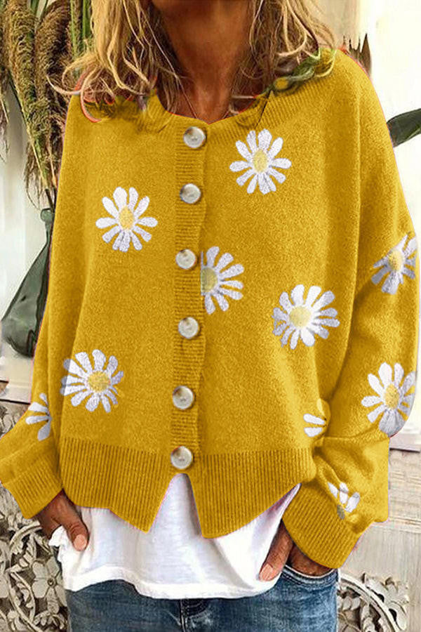 Sweter z haftem kwiatowym