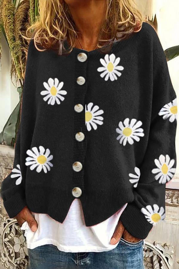 Sweter z haftem kwiatowym