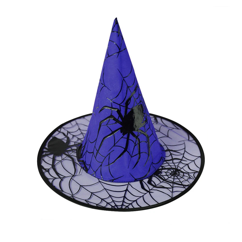 Kolorowy Kapelusz Czarownicy z Pajęczyną Kostium Halloween