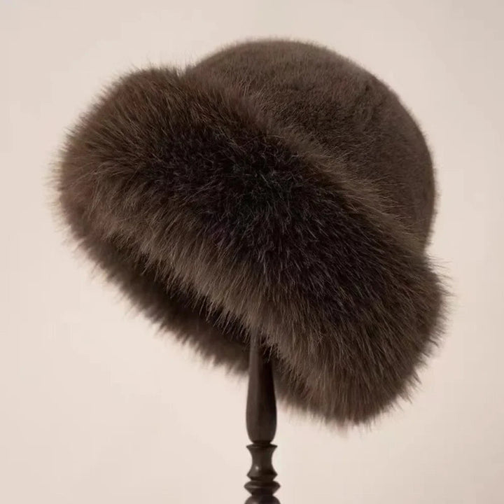 Kobieca Pluszowa Zimowa Czapka Bucket