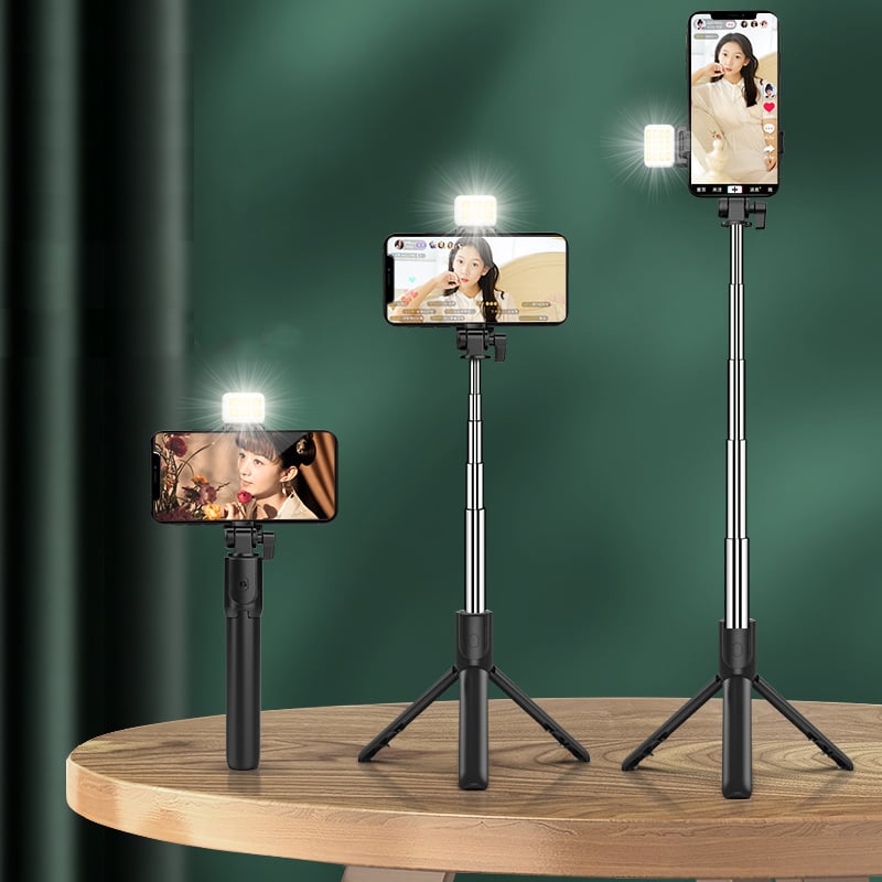 6 W 1 Bezprzewodowy Bluetooth Selfie Stick z Lampą Uzupełniającą