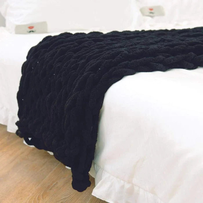 Koc Chunky z Chenille, Gruby Koc Szydełkowy na Kanapę, Łóżko, Sofę