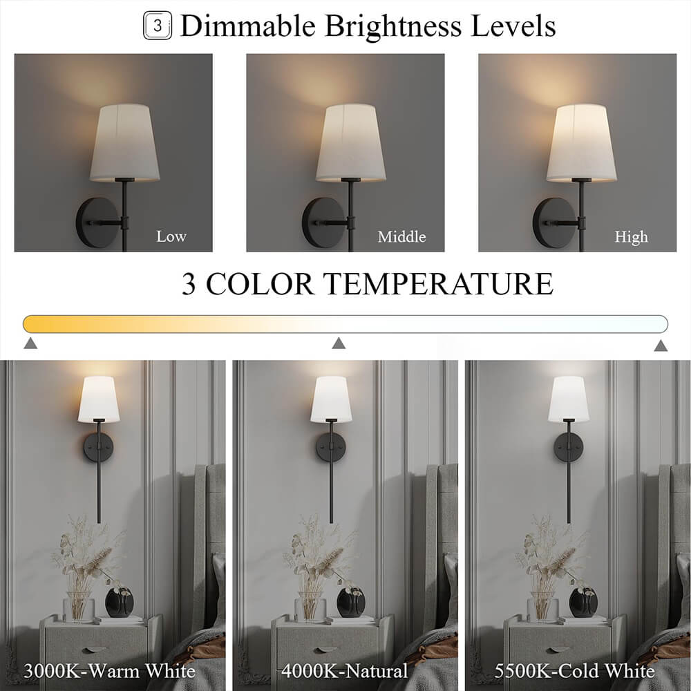Bezprzewodowa Lampa Ścienna z Tkaniny (ZESTAW 2 + 2 ŻARÓWKI GRATIS)
