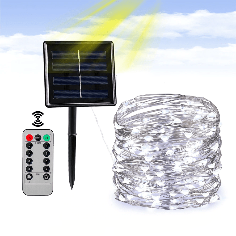 Stringowe Lampy Solarne na Zewnątrz (Przezroczysty Kabel)