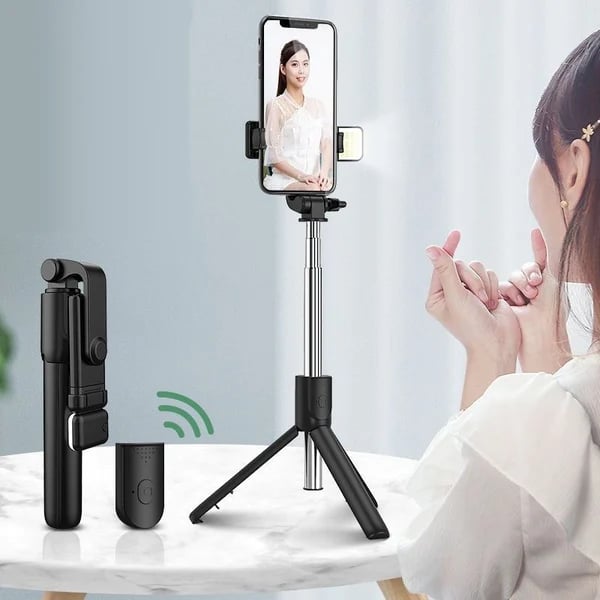 6 W 1 Bezprzewodowy Bluetooth Selfie Stick z Lampą Uzupełniającą