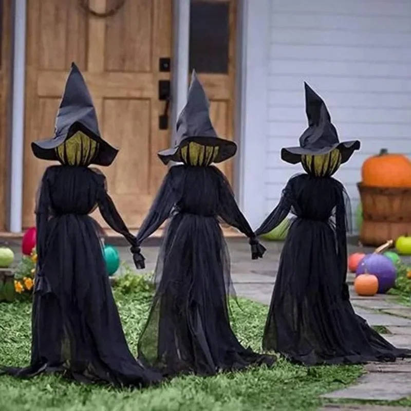 3SZT Dekoracje Halloweenowe do Użytku Wewnętrznego i Zewnętrznego - Czarownica Trzymająca Rękę Aktywowana Dźwiękiem