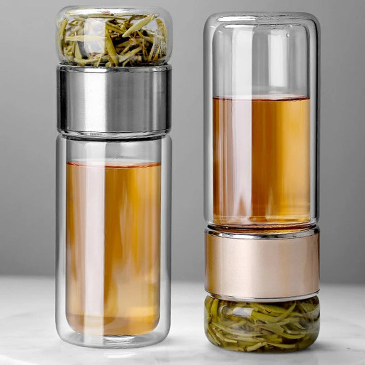 430ml Podwójna Warstwa Infuzera Herbaty ze Szkła Borokrzemowego