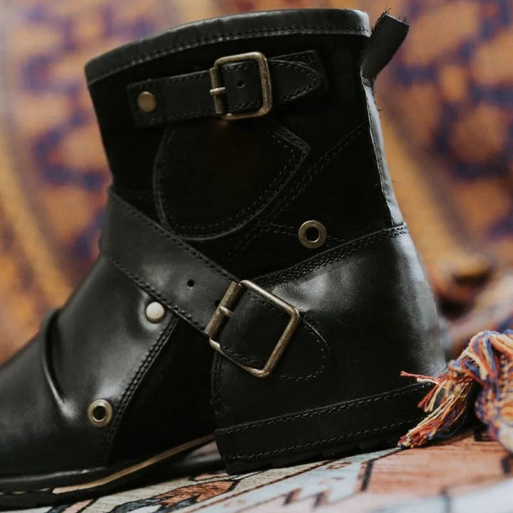 Męskie Vintage Styl Buckled Ankle Boots