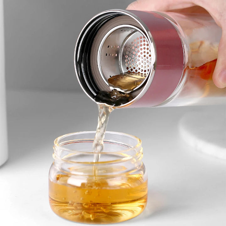 430ml Podwójna Warstwa Infuzera Herbaty ze Szkła Borokrzemowego