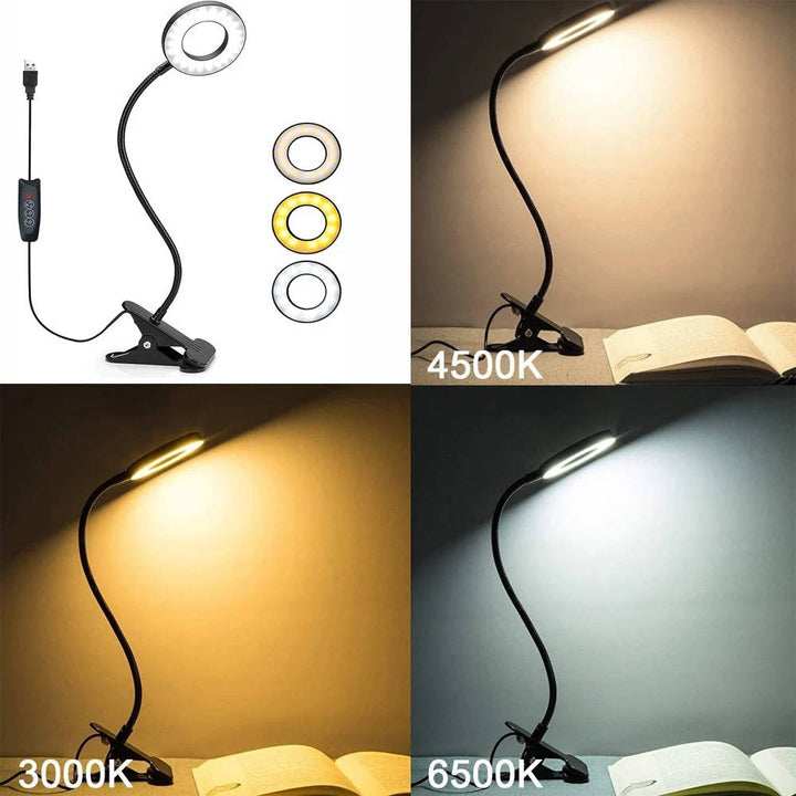 Lampa biurkowa z zaciskiem 360° elastyczna, przyjazna dla oczu