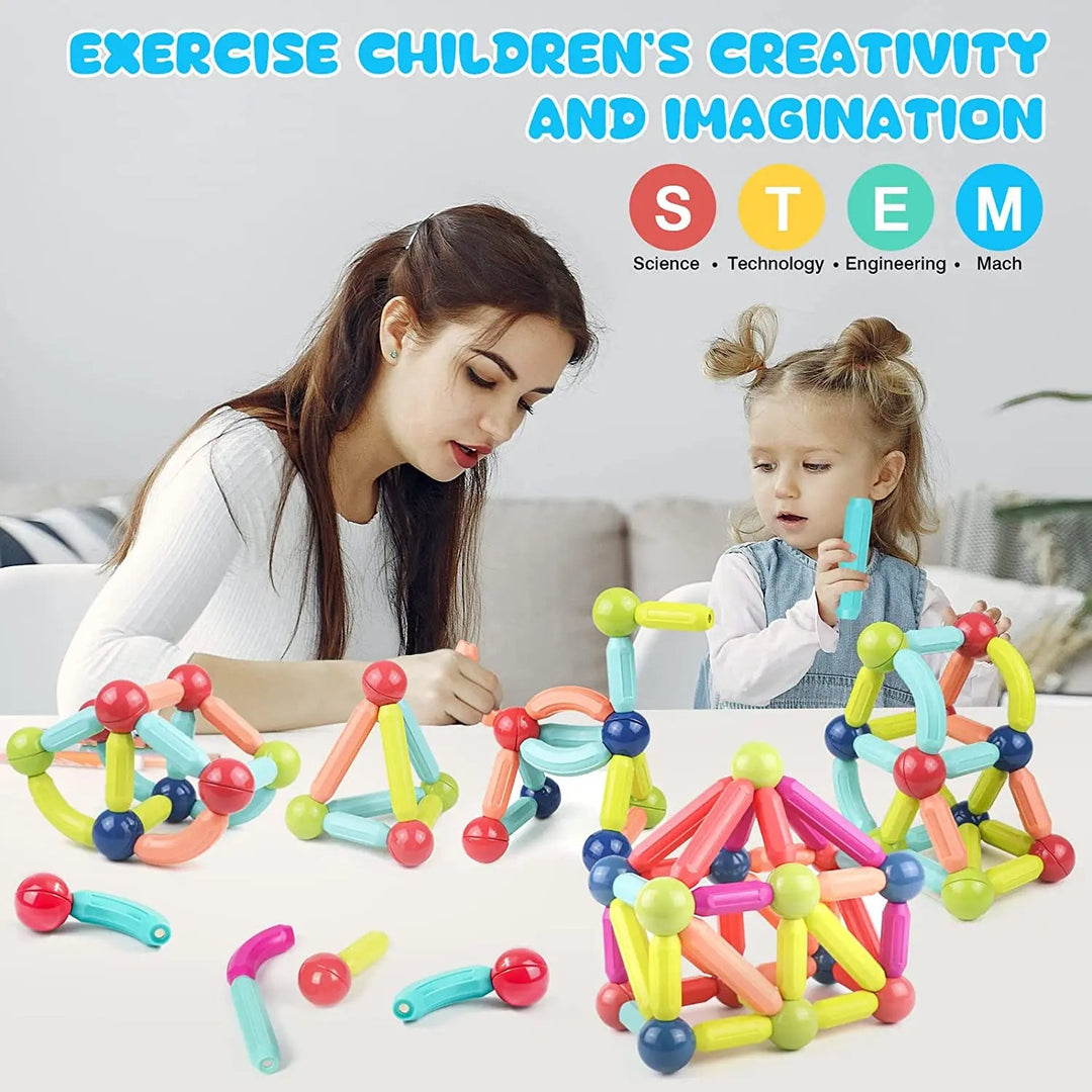 Magnetyczne Klocki Budowlane | Montessori Zabawki Edukacyjne