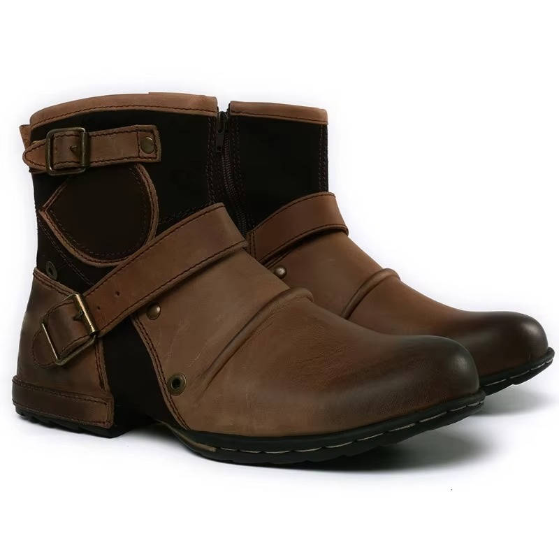 Męskie Vintage Styl Buckled Ankle Boots