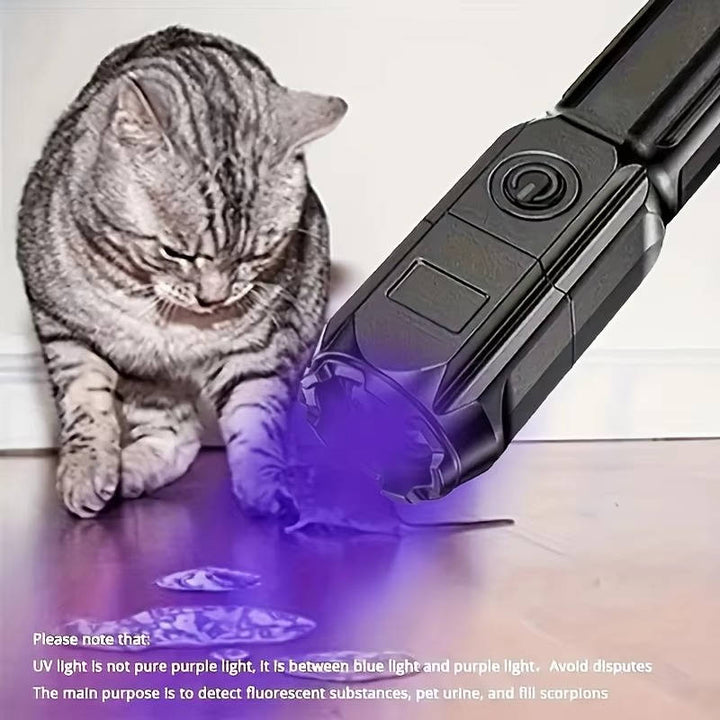 Ładowalna latarka ultrafioletowa UV, zoomowalna