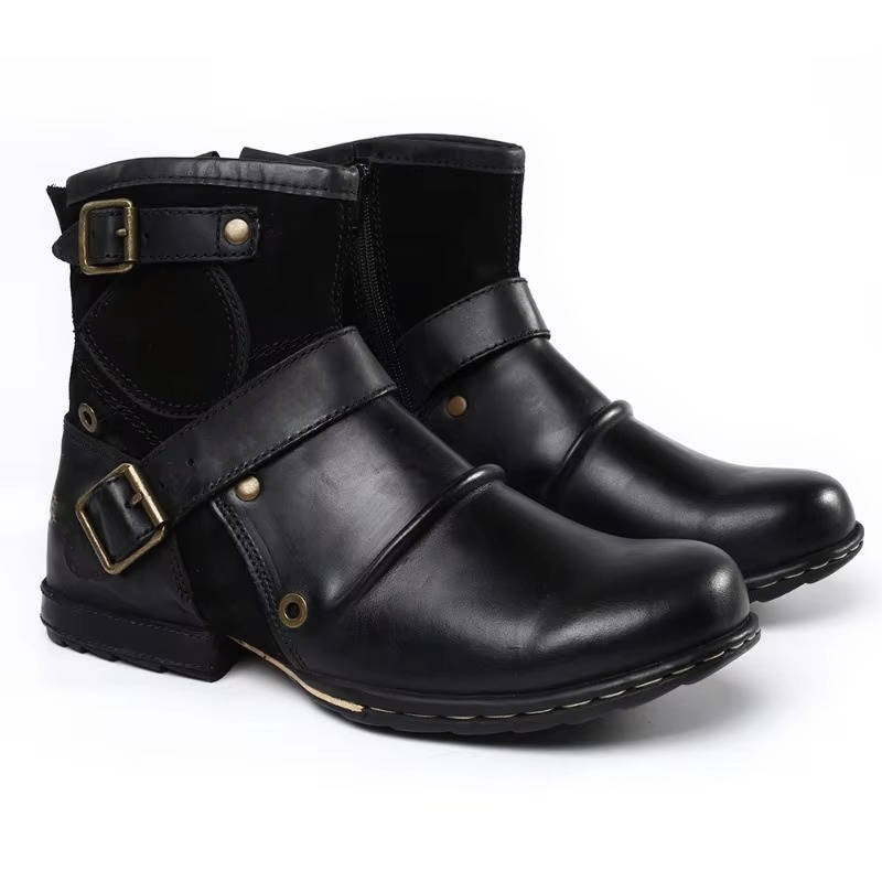 Męskie Vintage Styl Buckled Ankle Boots
