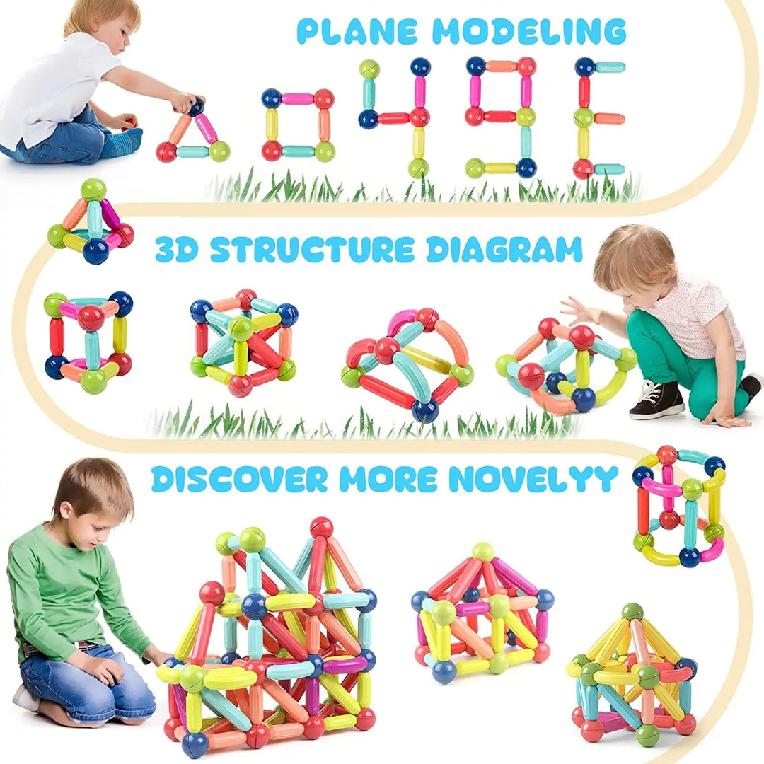Magnetyczne Klocki Budowlane | Montessori Zabawki Edukacyjne