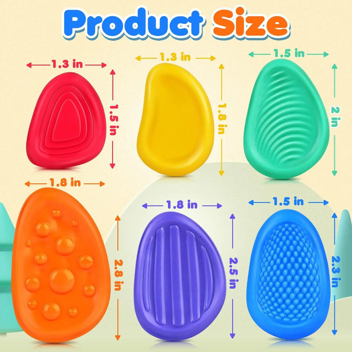 Zestaw 6 Silikonowych Kamieni Sensorycznych do Zabaw Fidget