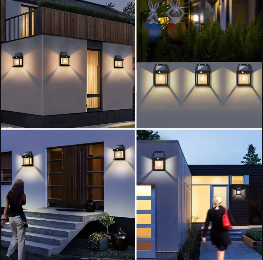 2 Zestaw Lamp Solarnych na Ścianę na Zewnątrz