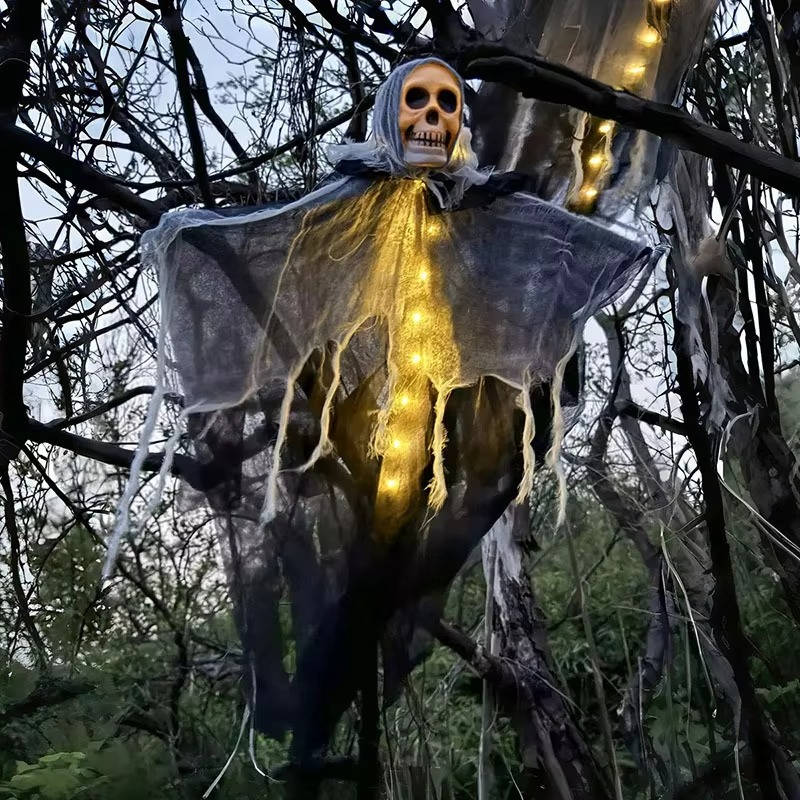 Świecące Czaszki Straszne Dekoracje Halloweenowe na Zewnątrz - Zestaw Dwóch