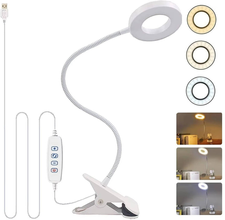 Lampa biurkowa z zaciskiem 360° elastyczna, przyjazna dla oczu