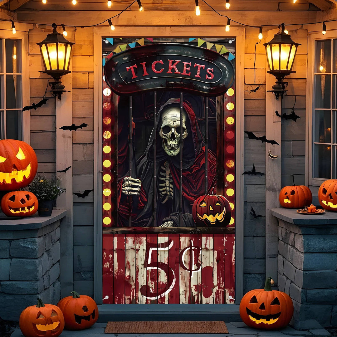 Halloweenowa Osłona Drzwi - Przerażająca Dekoracja